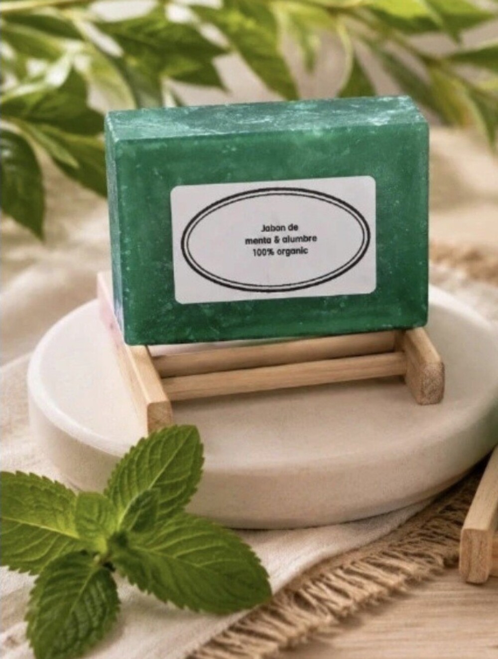 Organic Mint & Alum Bar Soap (Green) - Refreshing Natural Hand Soap